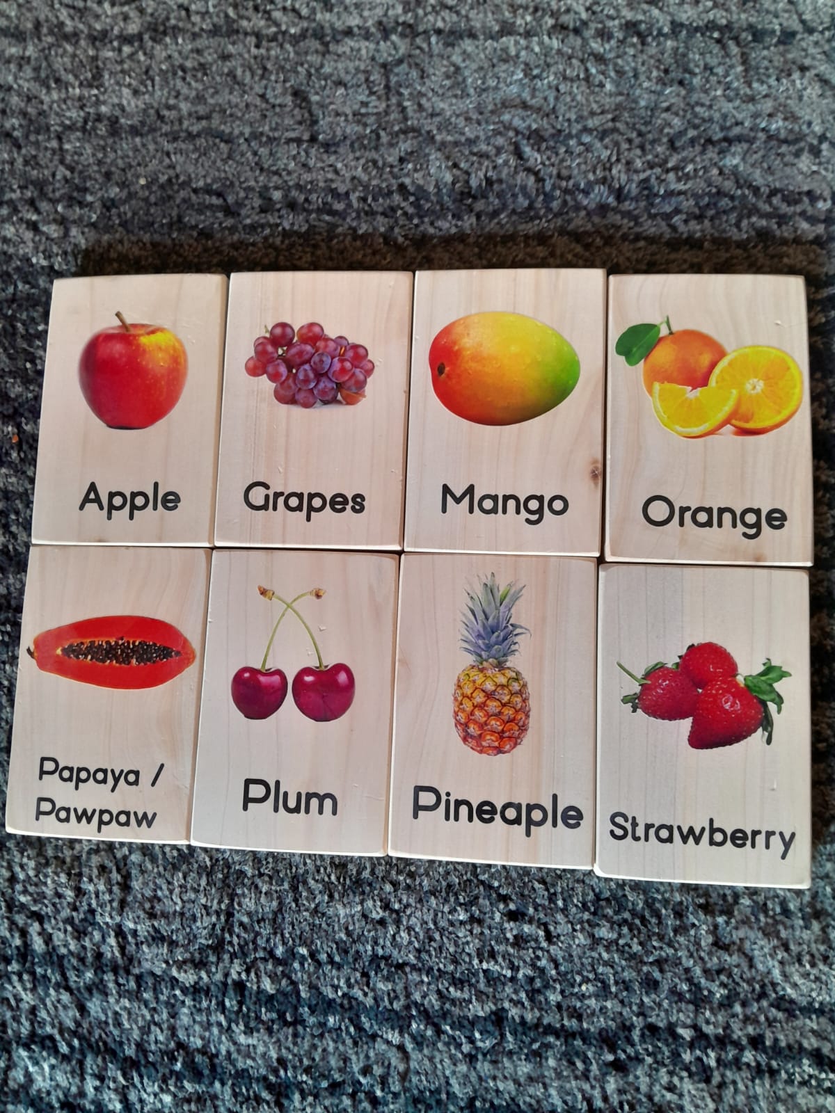 Wooden Fruits Flashcards for Toddlers in Kenya – Preschool Learning Cards