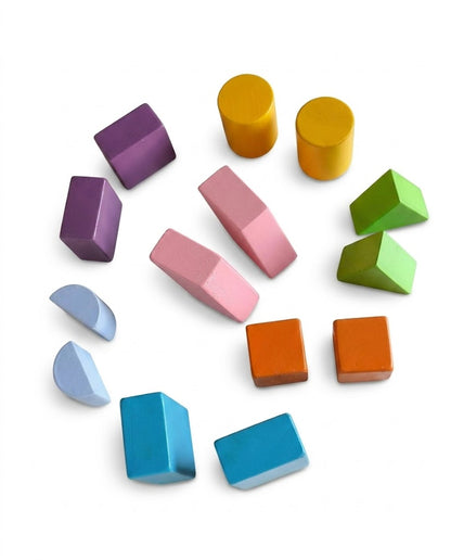 Educational 3D Wooden Shape Blocks for Toddlers – Geometric Building & Early STEM Learning Toy