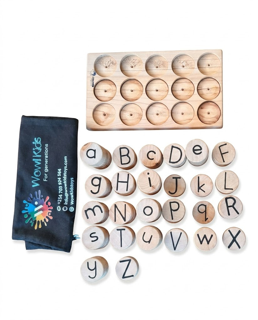 Multilingual Wooden Language Set – Letter Coins, Spelling Board & Word Formation Game for Kids 3+