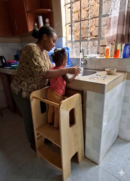 Adjustable kitchen helper tower for toddlers safe wooden stool Kenya