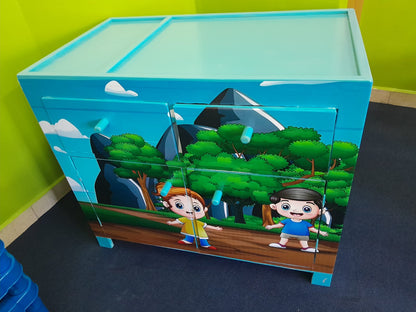 Baby changing station with drawers for easy diaper and wipes access