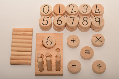 Bright and durable wooden math set, interactive learning toy for preschool and CBC curriculum