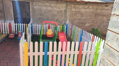 Bright non-toxic wooden play fence for backyard and classroom spaces