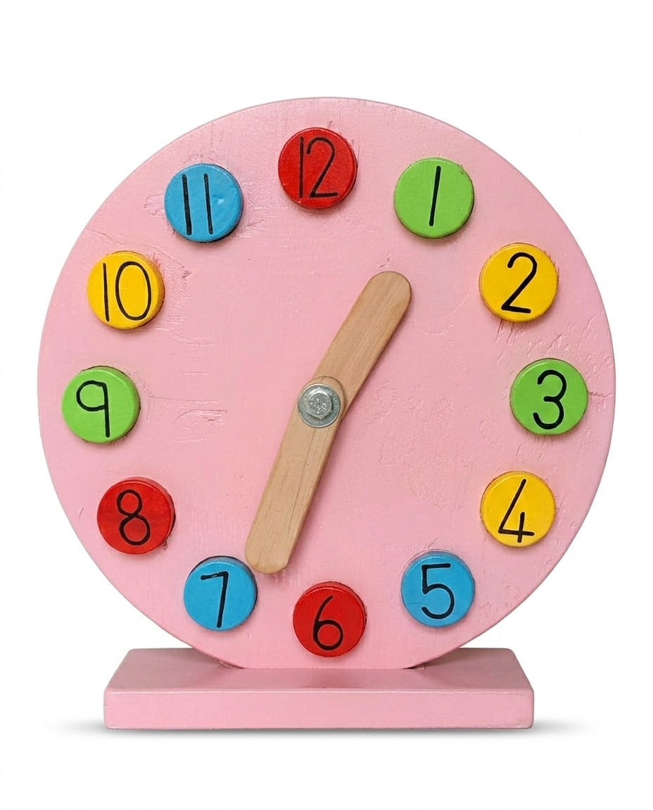Buy wooden learning clock for kids large educational time teaching toy