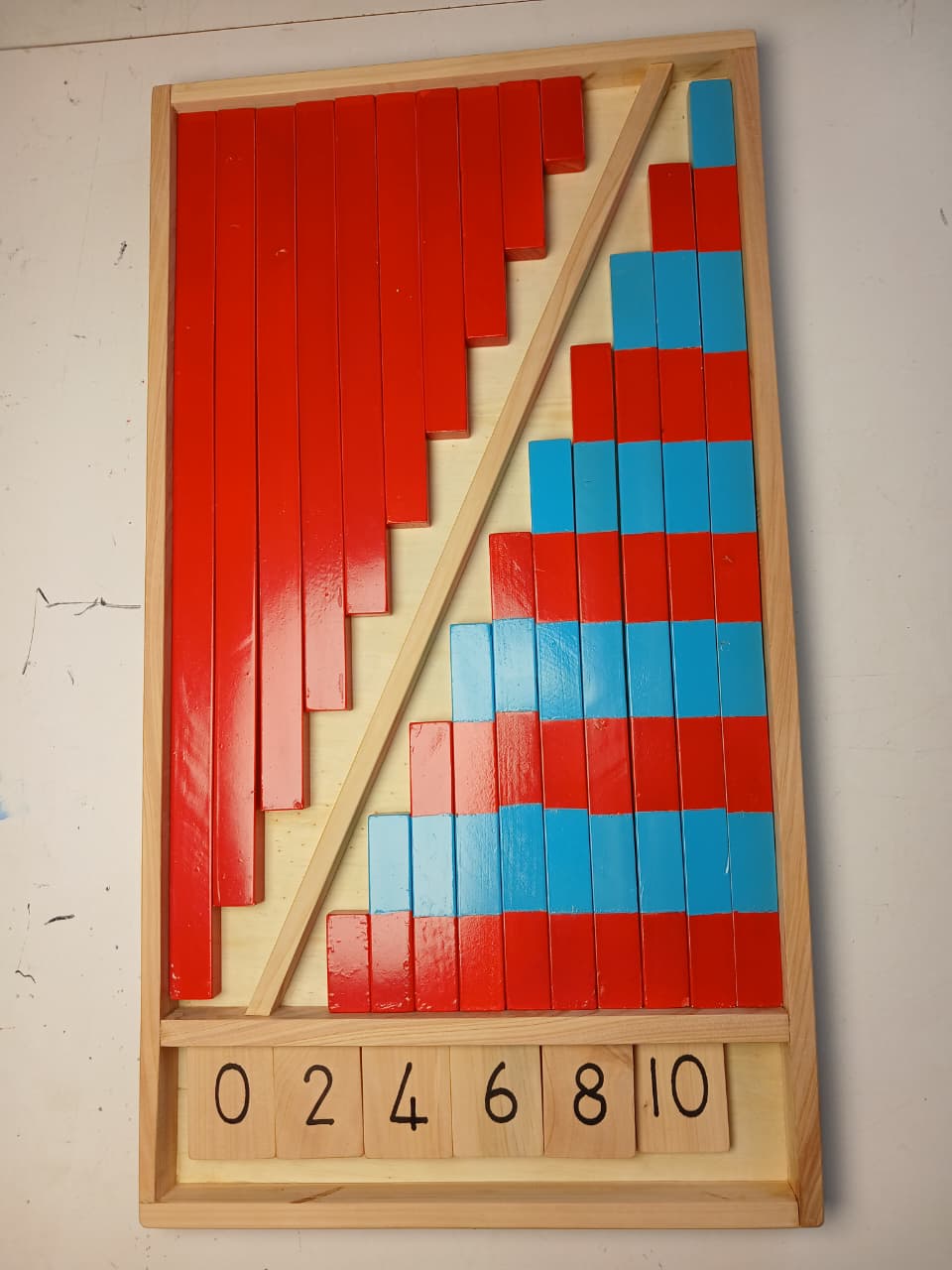 Colorful Montessori counting rods with number cards for kids