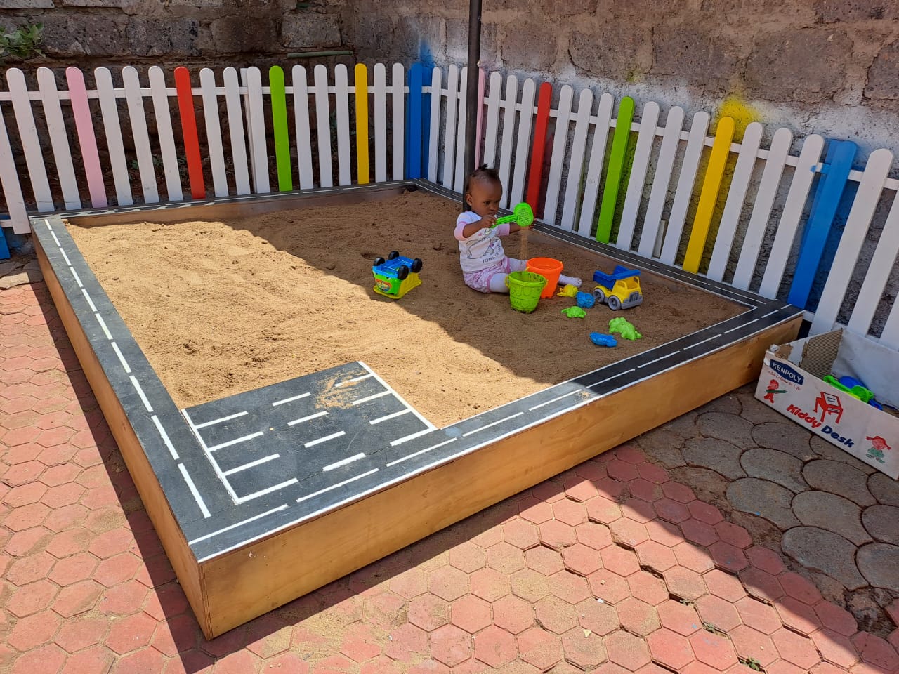 Custom outdoor sandbox for home, balcony, or compound with included sand