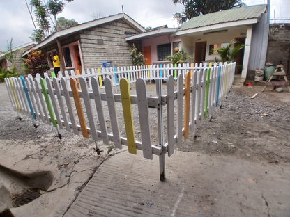 Decorative wooden picket fence for children’s playgrounds