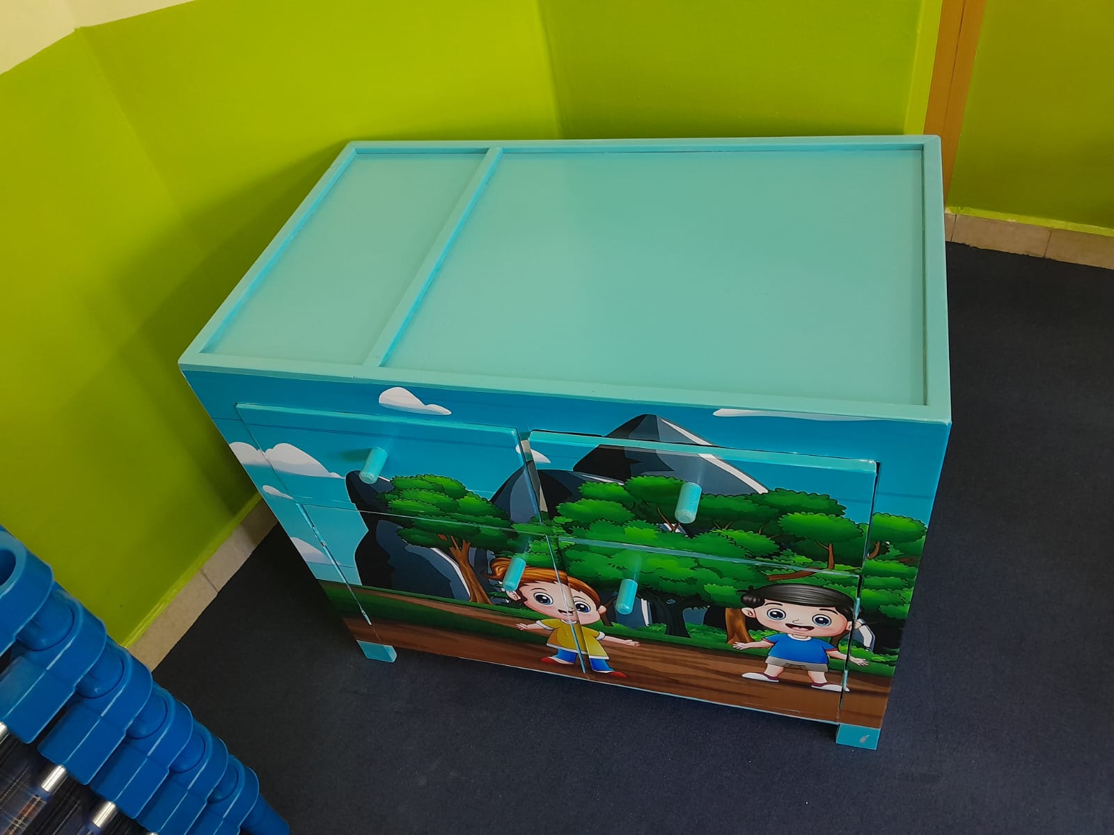 Diaper changing table with shelves for organized nursery setup Kenya