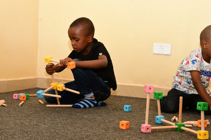 Durable wooden cubes and rods for creative construction