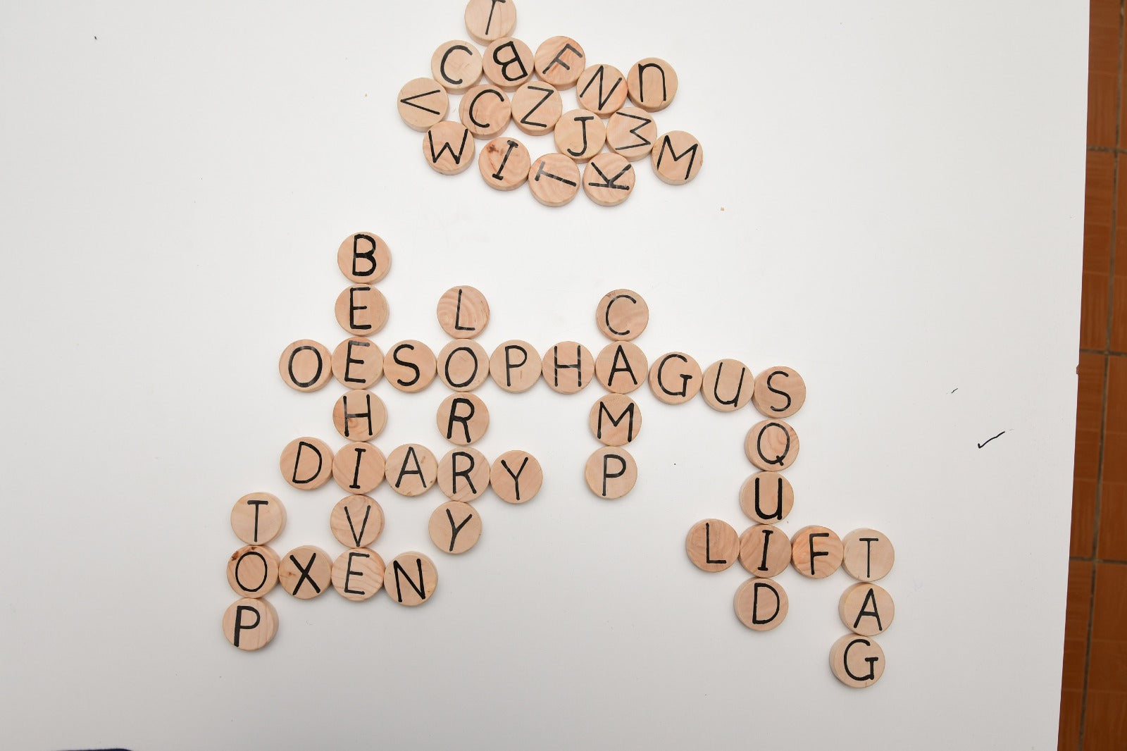 Durable wooden literacy set for classroom and daycare early language learning in Kenya