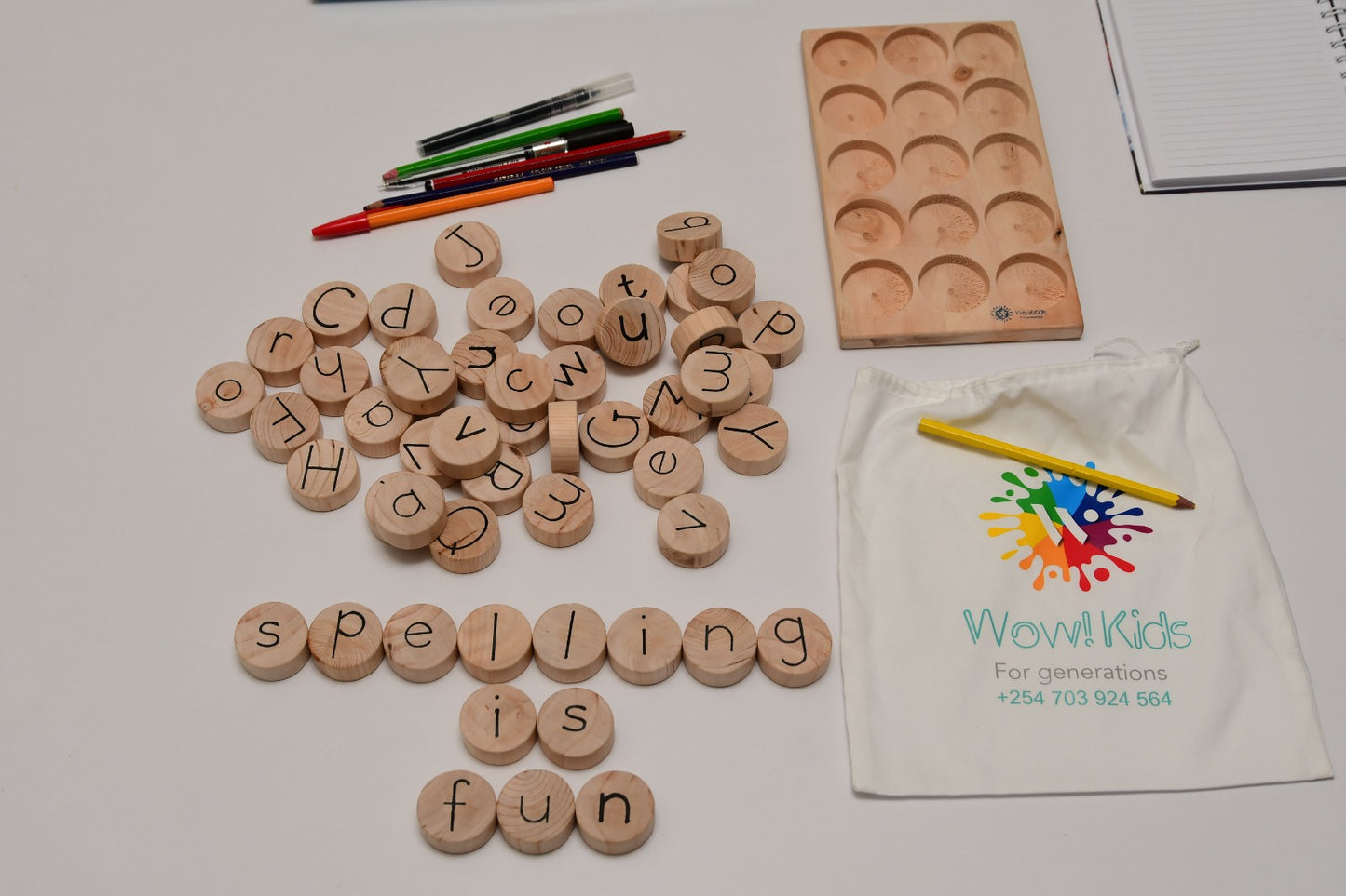 Educational wooden alphabet set for preschoolers with spelling board and multilingual learning Kenya