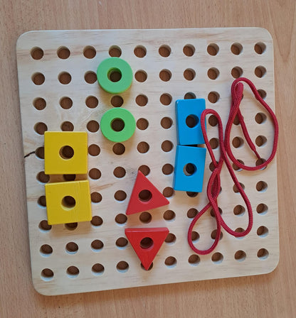 Educational wooden lacing board for CBC classroom and therapy use Kenya