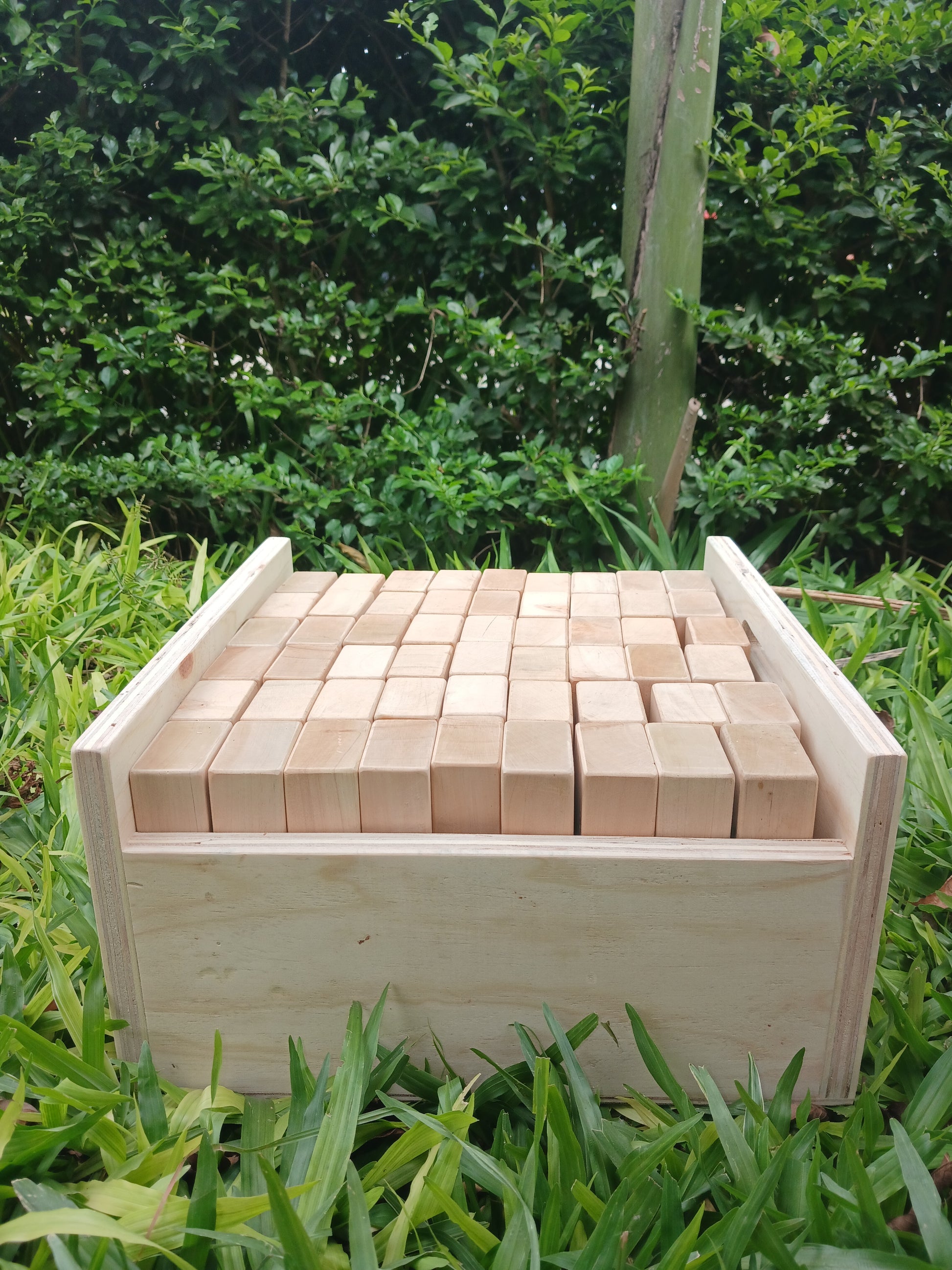 Fun outdoor activity with a Giant Jenga set for children and adults