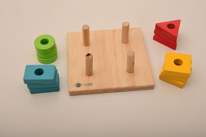 Interactive wooden shape sorter for preschool children