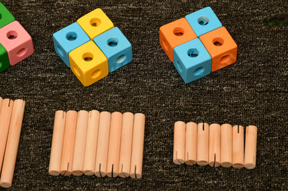Kids wooden construction toy for problem solving