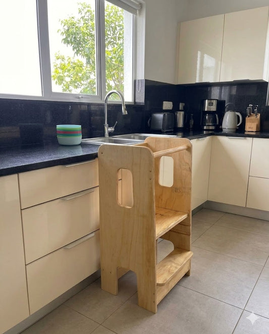 Montessori Kitchen Helper Tower for Toddlers – Adjustable Height Wooden Learning Stool (1+ Years) - Wow! Kids