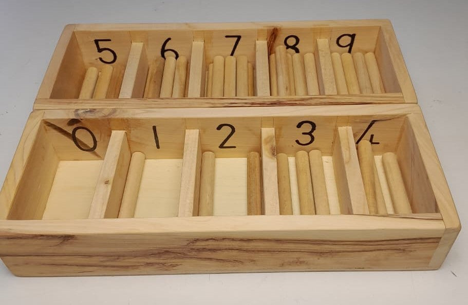 Montessori spindle box for kids learning counting and number recognition