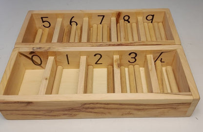 Montessori spindle box for kids learning counting and number recognition