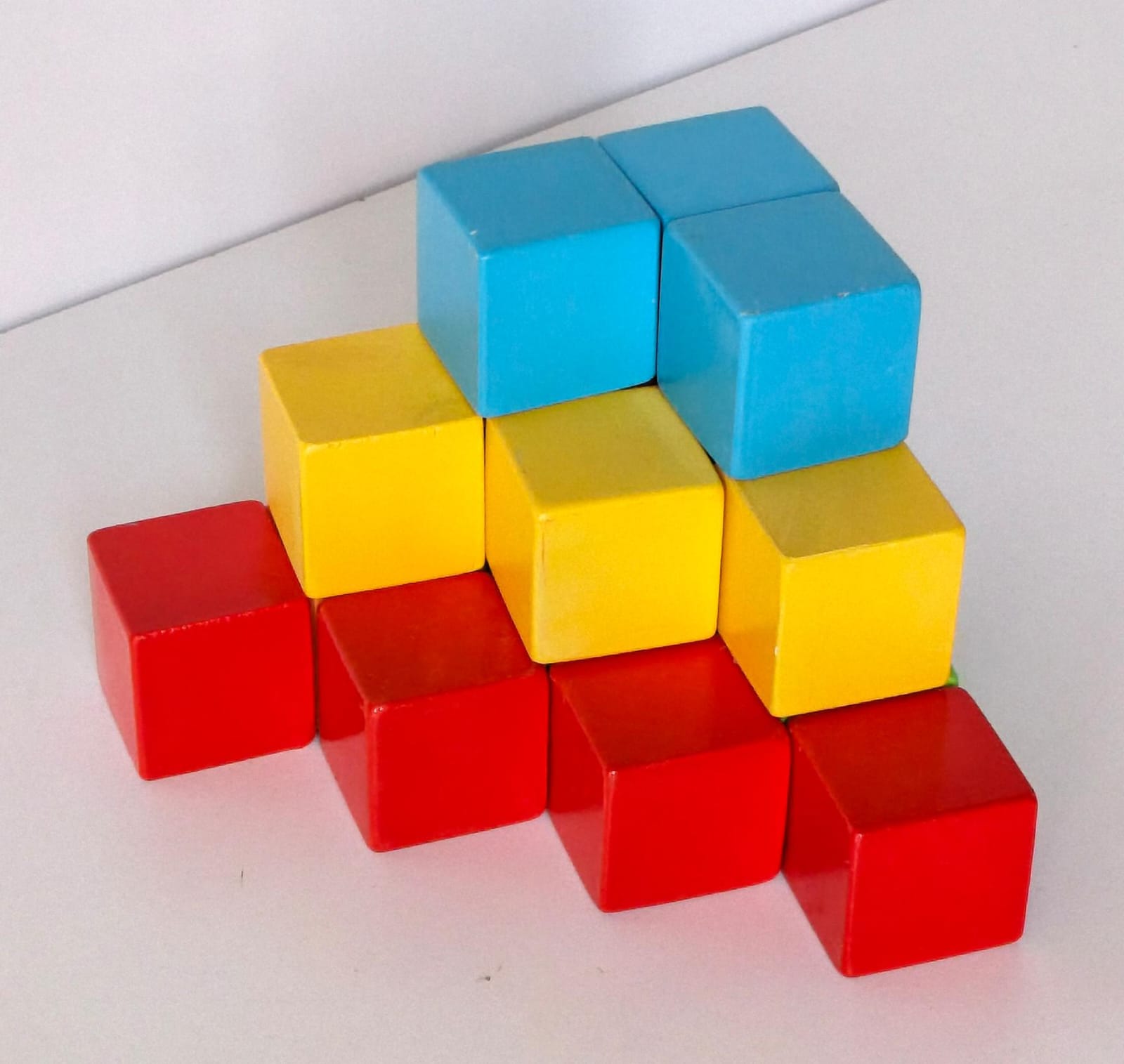 Montessori wooden cubes for stacking, sorting, counting, and pretend play