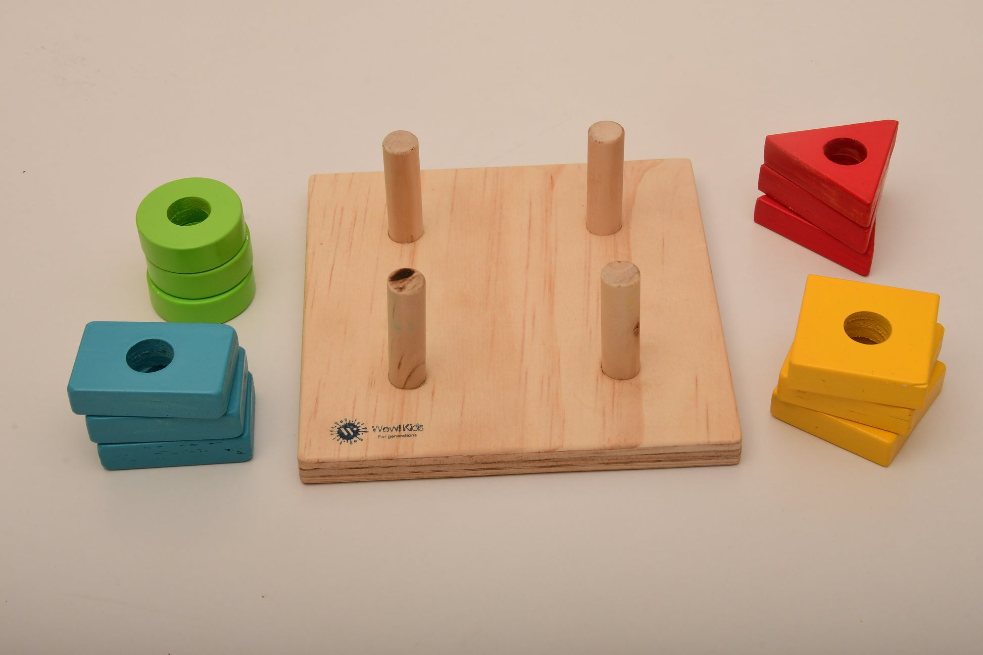 Multicolor wooden shape sorting toy for babies