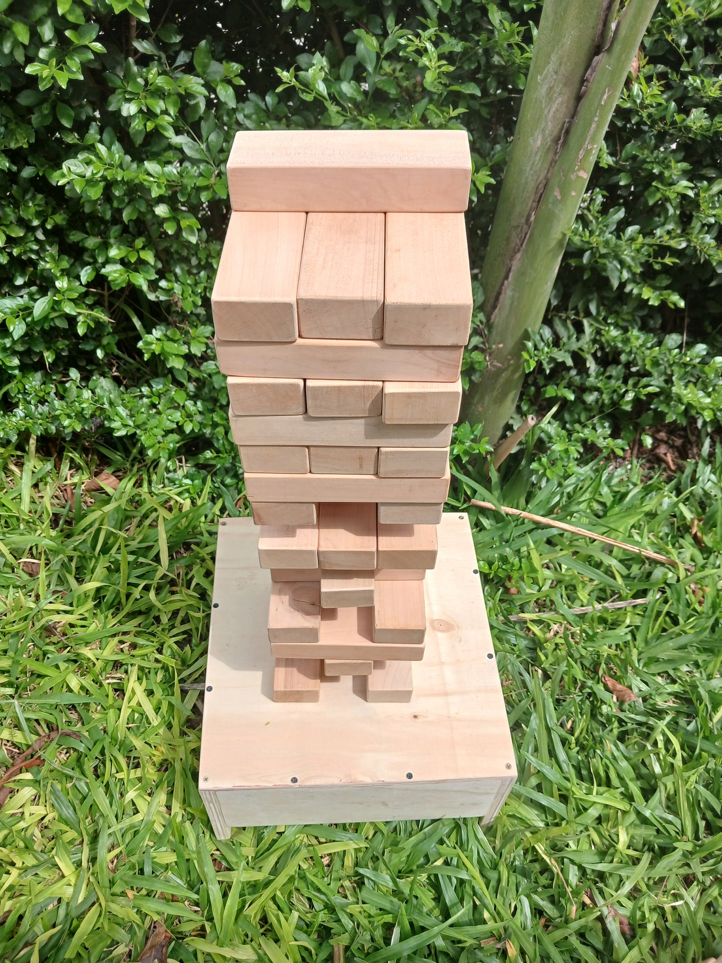 Portable wooden Giant Jenga set for indoor and outdoor fun
