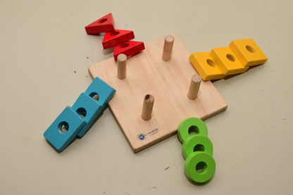 Safe non-toxic wooden shape sorter toy for toddlers