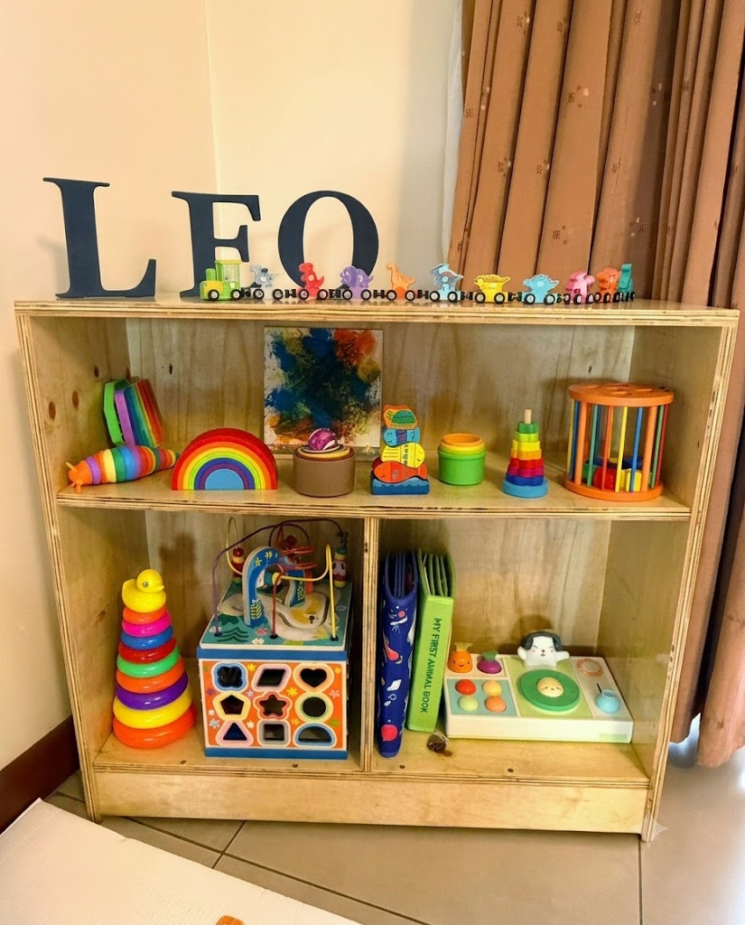 Toy organizer shelves for daycare home and school use in Kenya