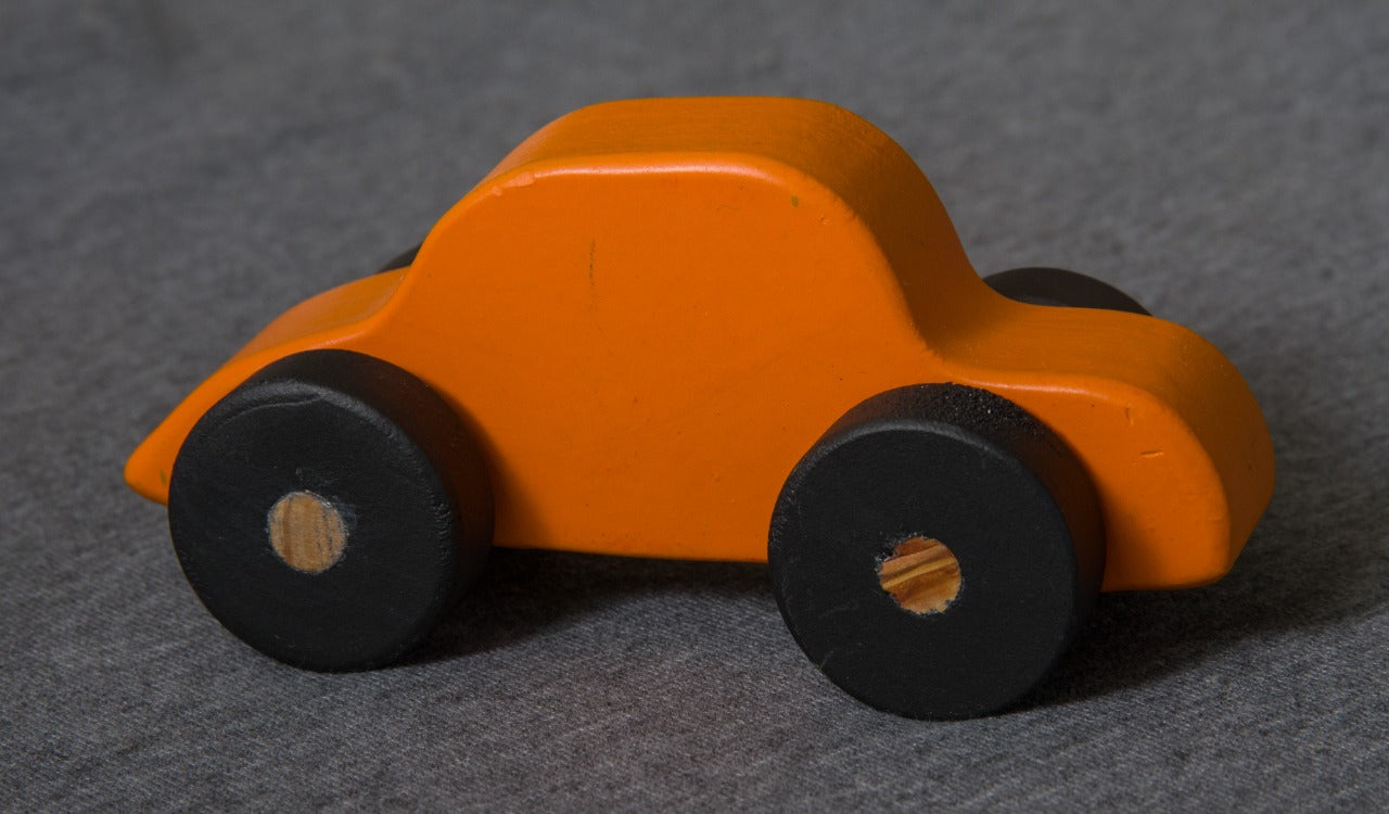 Vibrant wooden children toy car