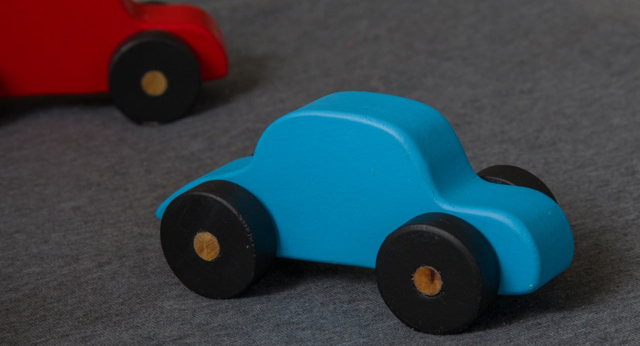 Vibrant wooden children toy car