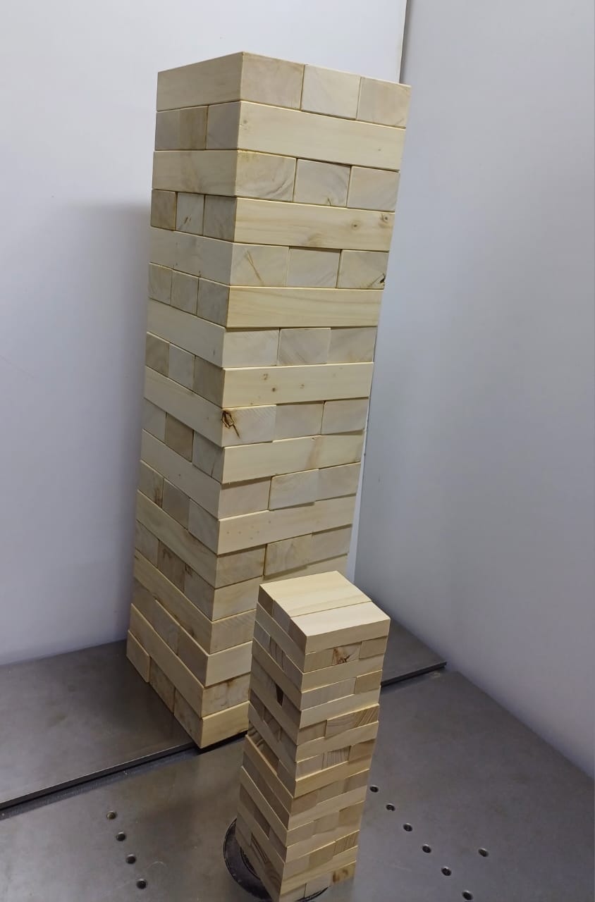 Giant Wooden Jenga game, perfect for parties, family gatherings, and team-building