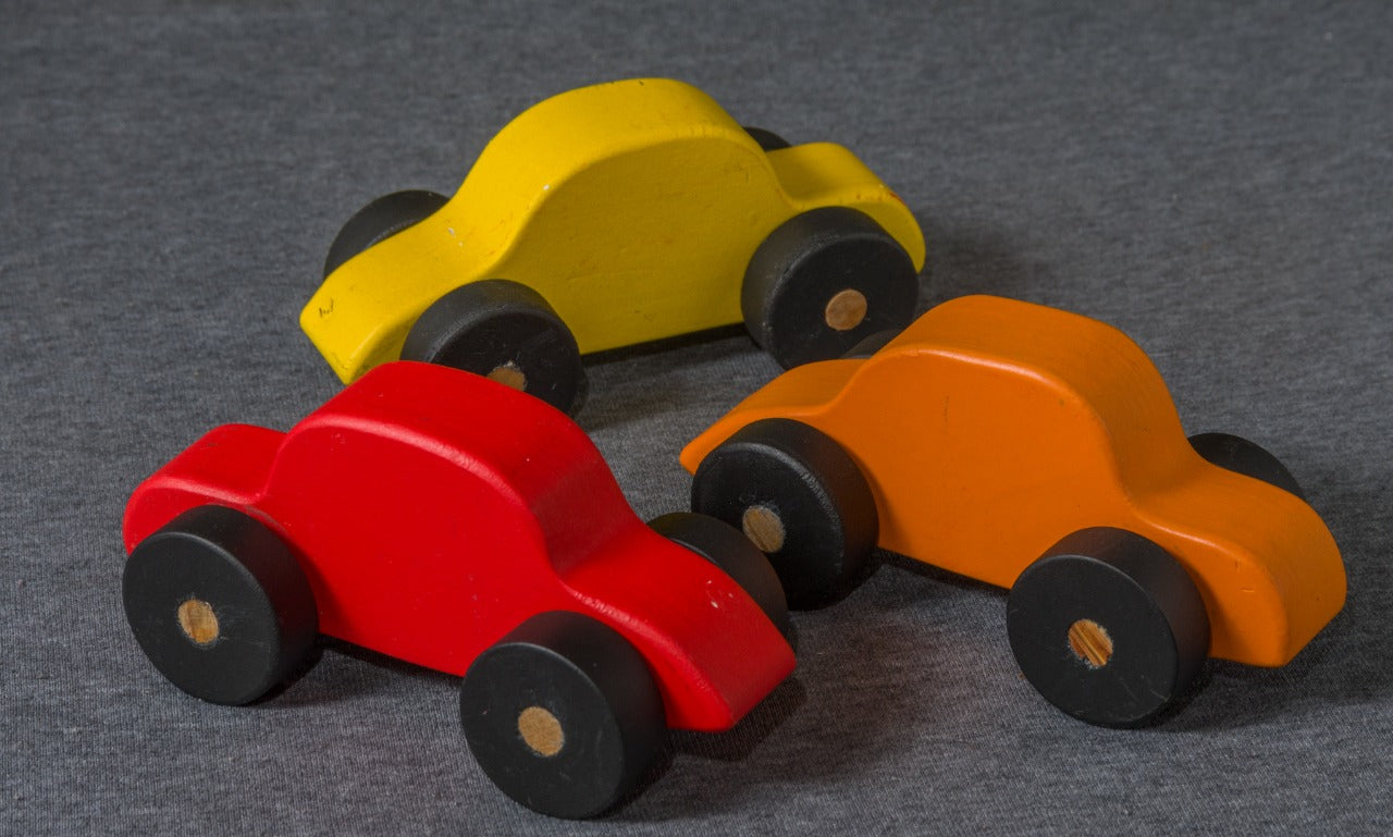 Vibrant wooden children toy car