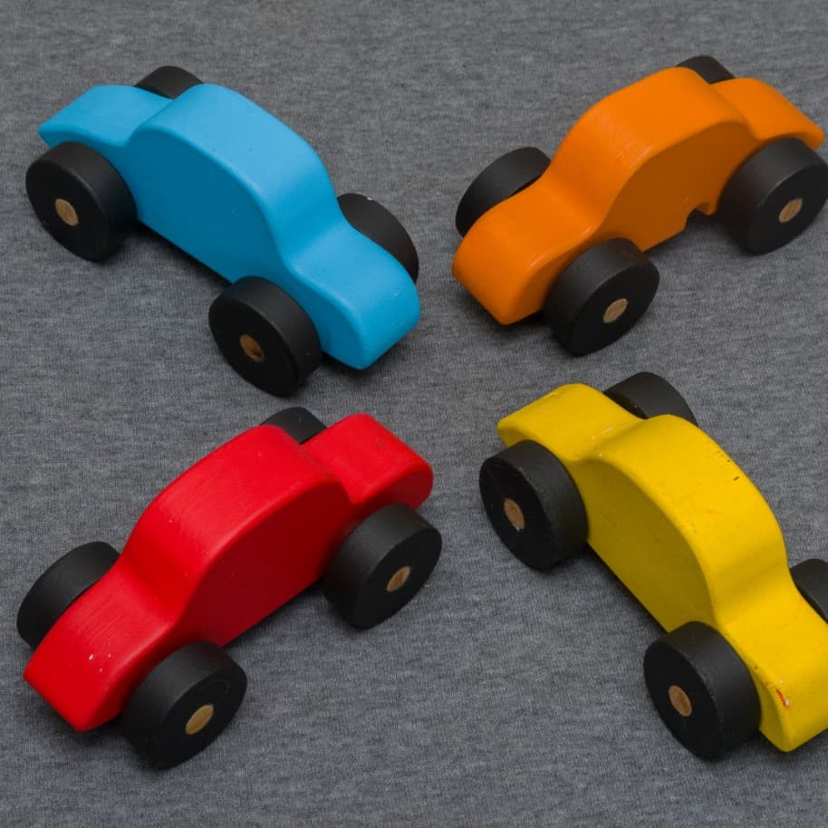 Vibrant wooden children toy car