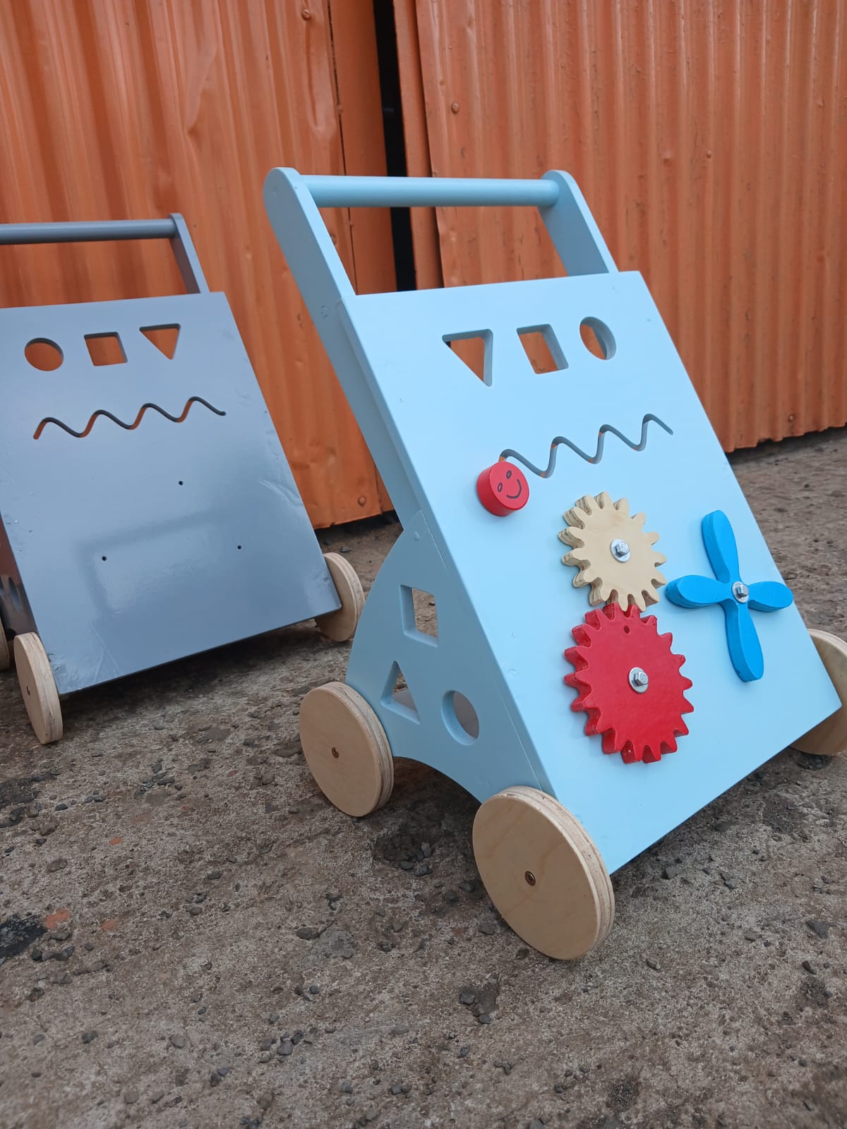 Wooden activity walker for toddlers with shape sorter and fine motor skill toys