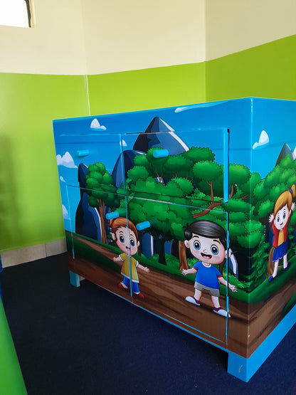 Wooden changing table with storage for kindergarten and preschool