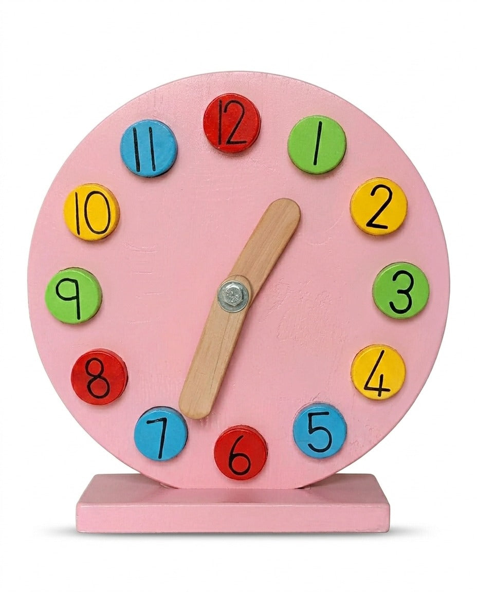 Wooden learning clock for kids with movable hands educational toy