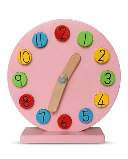 Wooden learning clock for kids with movable hands educational toy