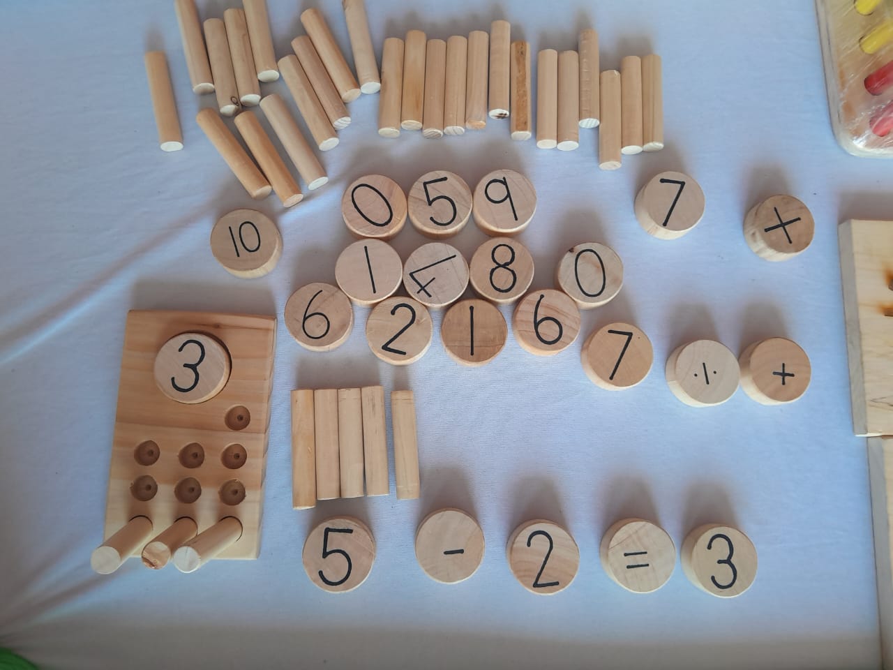 Wooden math manipulative set, supports Montessori and CBC curriculum learning objectives