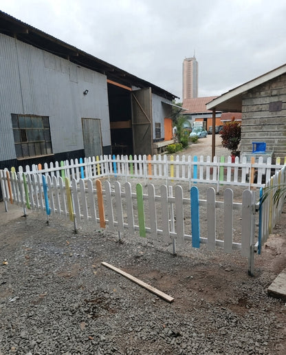 Wooden picket fence for children’s play areas