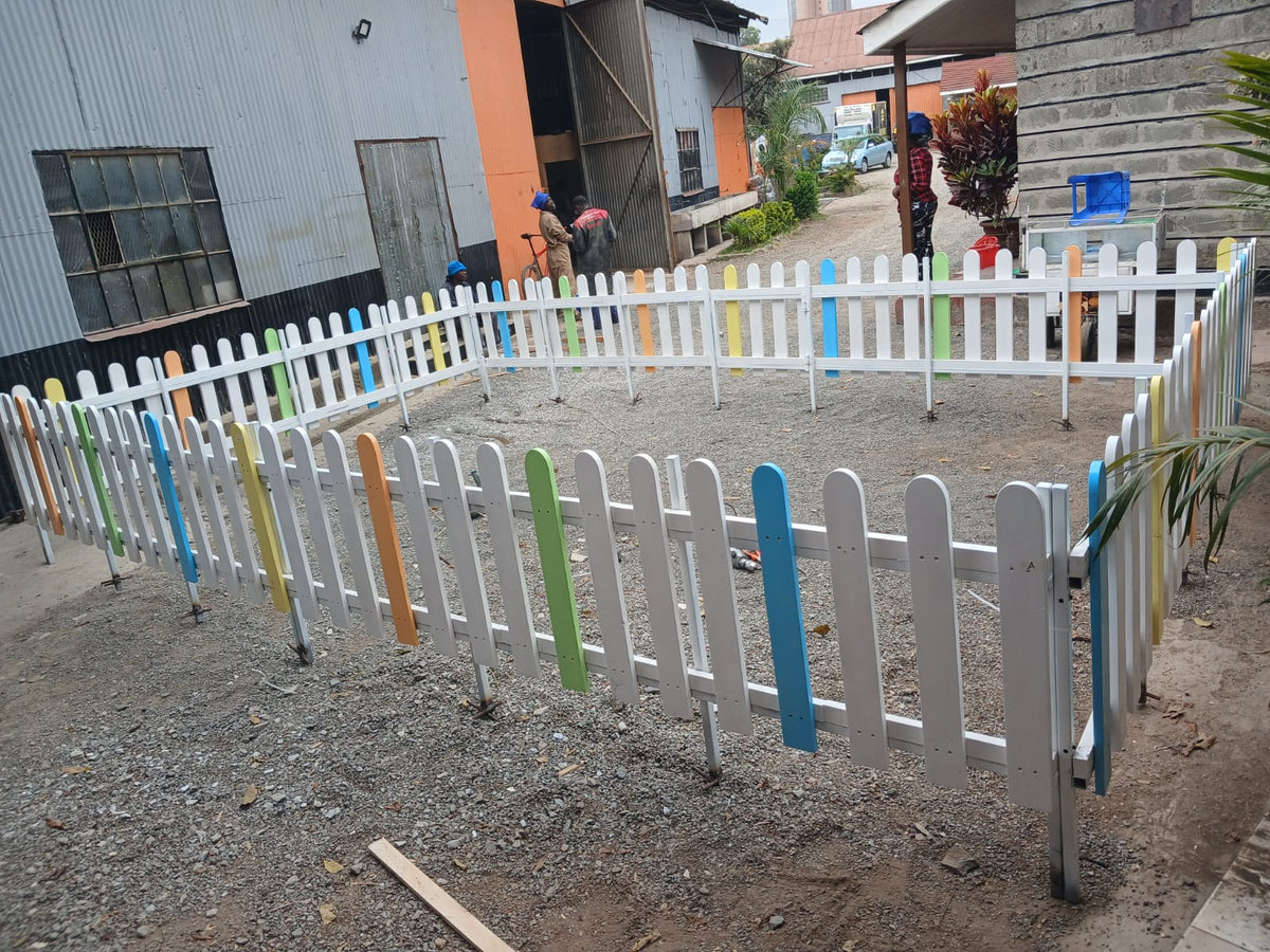 Wooden picket fence for daycare and preschool playgrounds