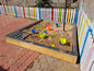 Wooden sand pit for kids with smooth edges, perfect for backyard, school, or daycare play