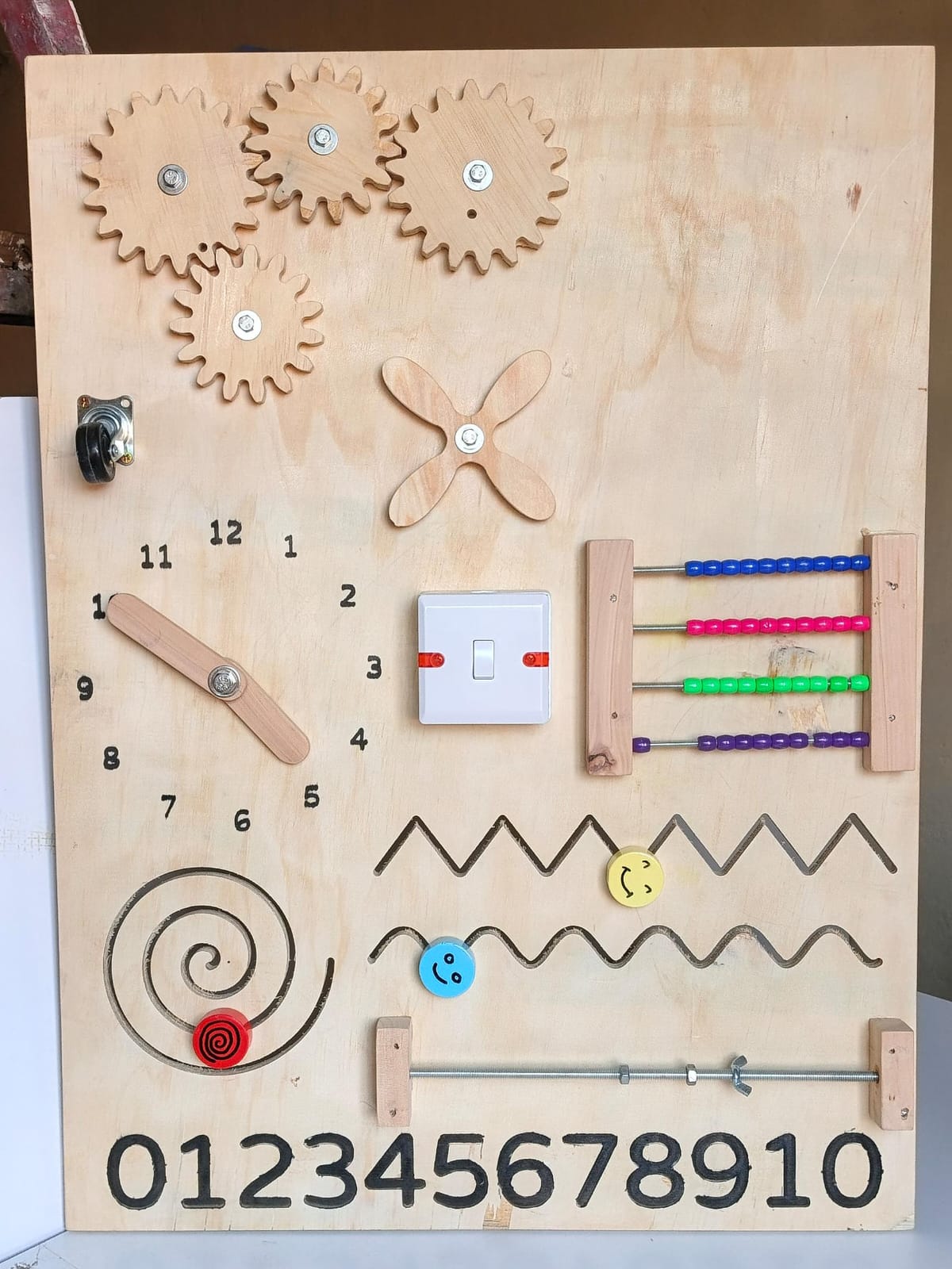 Wooden Busy Board for Toddlers – Sensory & Montessori Activity Board for Preschool