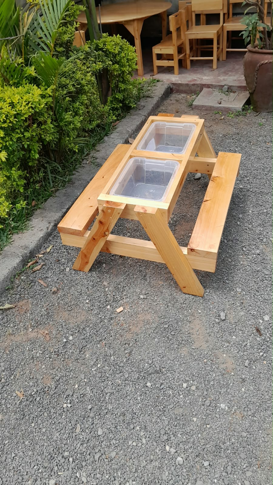 Wooden sensory activity table for toddlers