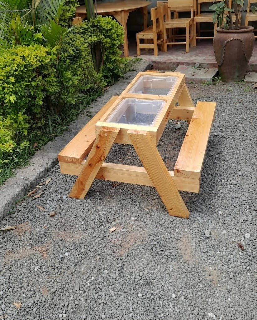 Wooden sensory play table for children