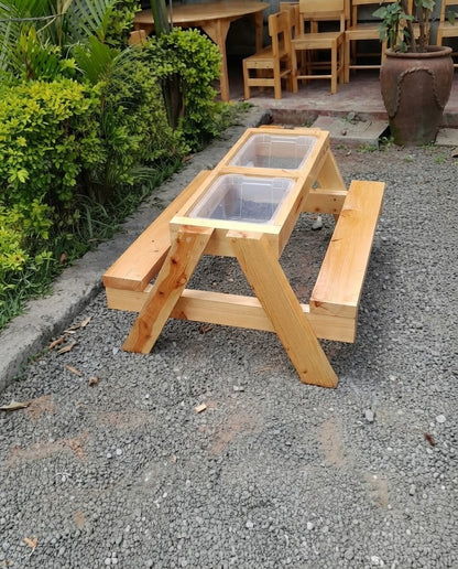Wooden sensory play table for children
