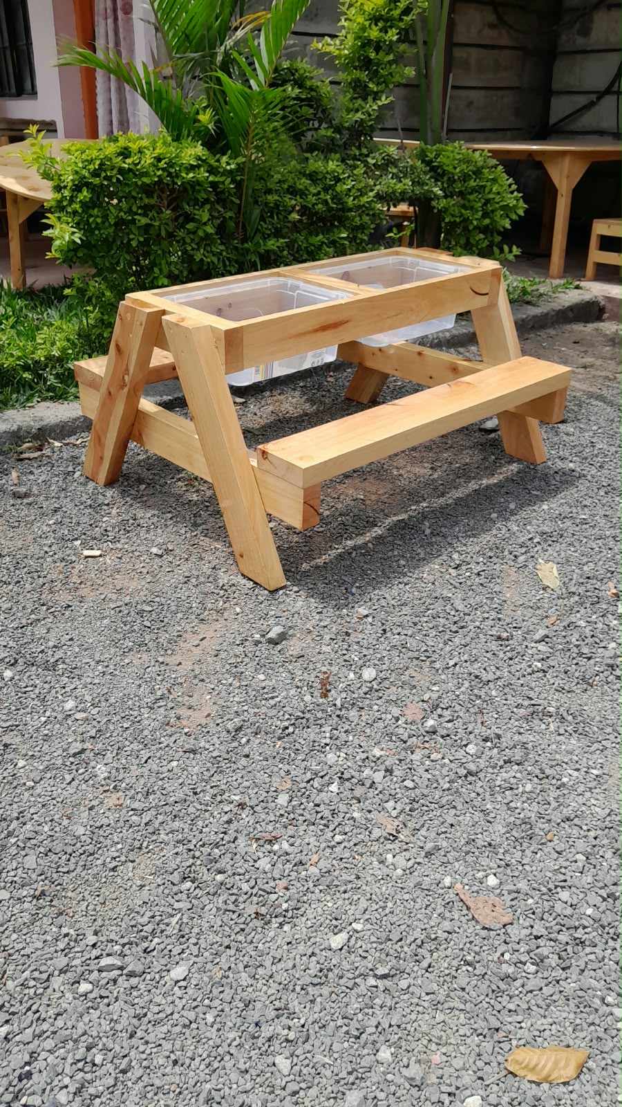 Wooden sensory table for daycare