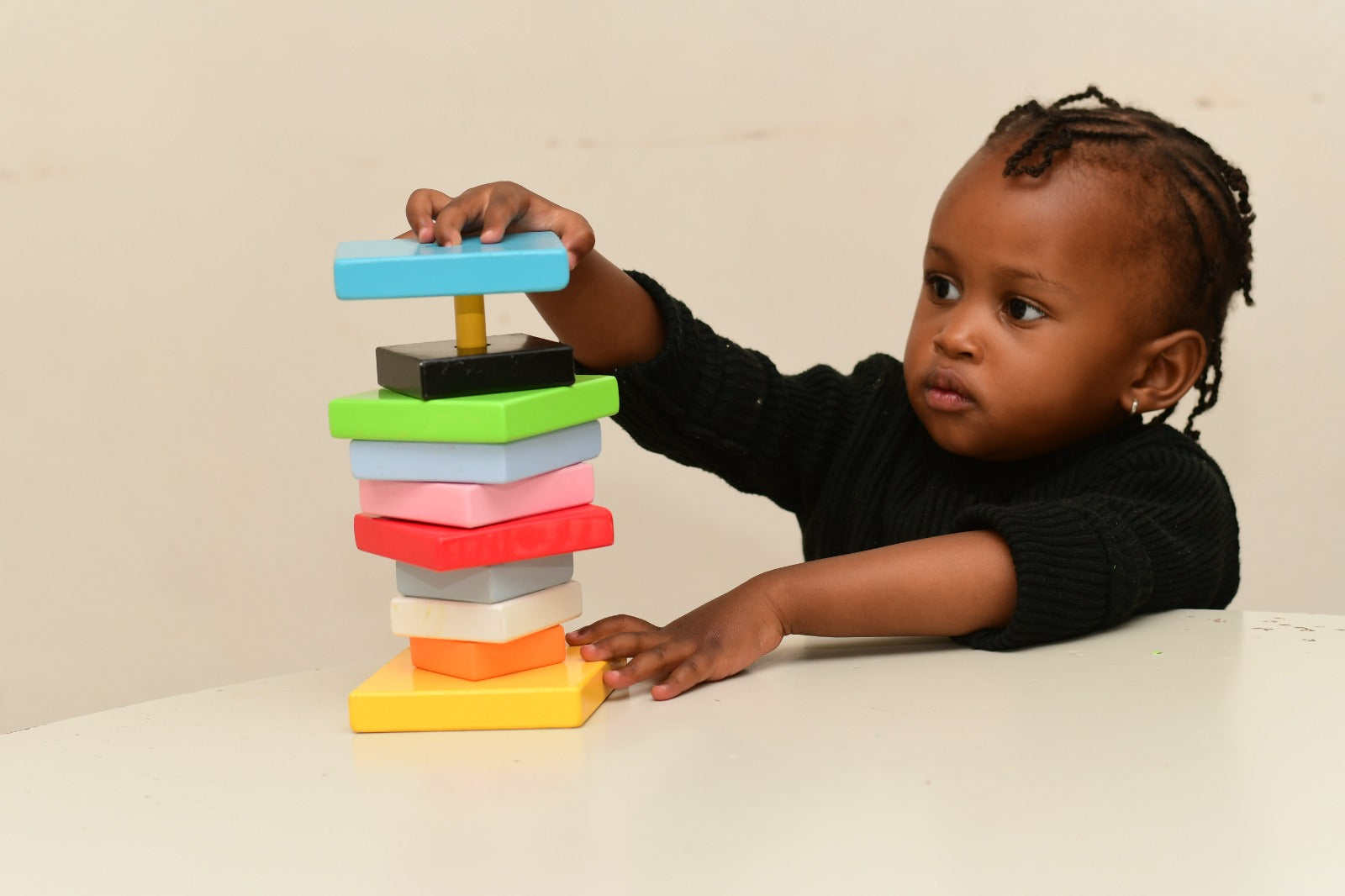 Wooden size sorting stacking toy for babies