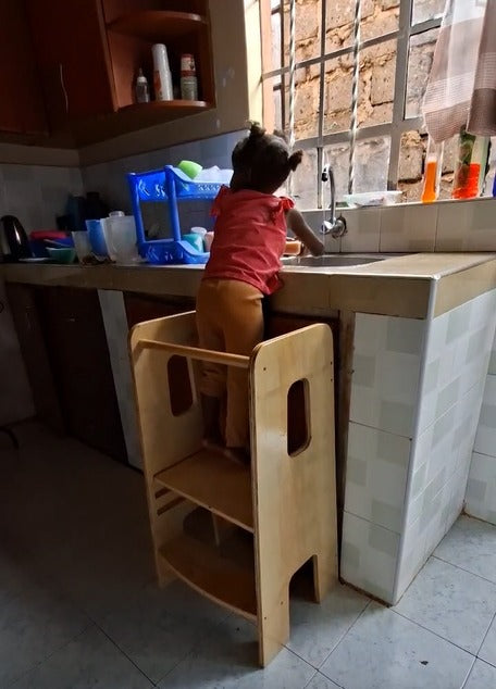 Wooden toddler learning tower for kitchen use adjustable height stoo
