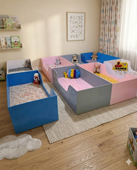 Safe Toddler Floor Bed 4x2ft – Wooden Kids Bed with Solid Safety Sides