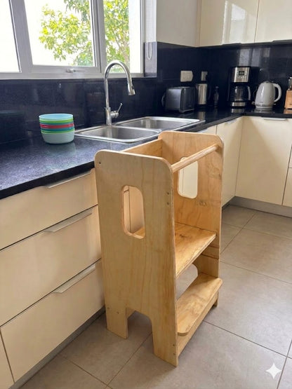 Montessori Kitchen Helper Tower for Toddlers – Adjustable Height Wooden Learning Stool (1+ Years)