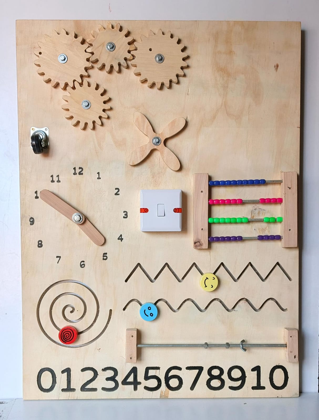 Wooden Busy Board for Toddlers – Sensory Activity & Motor Skills Learning Board